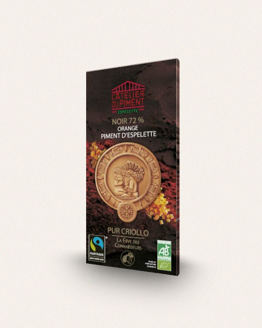 Chocolat Noir 72% Orange et Piment d’Espelette