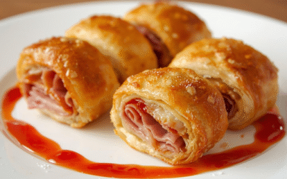 Feuilletés apéritifs au Gorritchup, fromage fondant et jambon de Bayonne