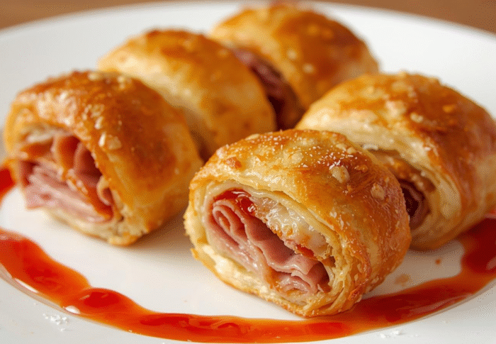 Feuilletés apéritifs au Gorritchup, fromage fondant et jambon de Bayonne